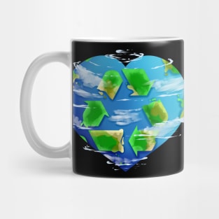 Earth Heart With Clouds And Recycle Logo For Earth Day Mug